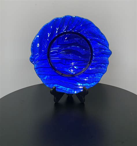 Glass Charger Plate Blue Ripple Eventlyst