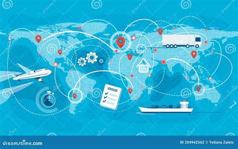 Shipping Logistic Supply Chain Vector Illustration Export Import