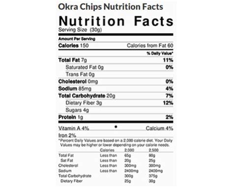 Okra Chips Nutrition Facts Besto Blog