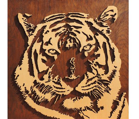 3d Tiger With Laser Cut Wall Decor From Wood