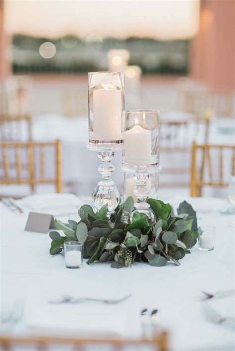 Greenery And Candles Wedding Centerpiece Ideas Emmalovesweddings