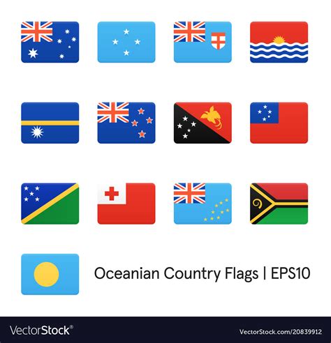 Flags Of Oceania Icons Set Royalty Free Vector Image