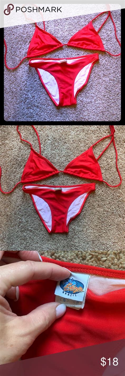 hot red bikini set cute hot red bikini set size small top and bottoms top is not padded swim