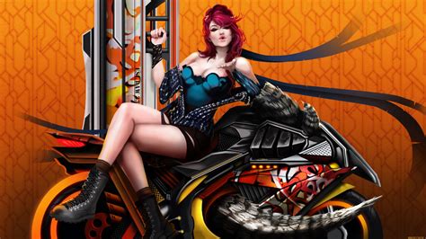 Wallpaper Motorcycle Legs Crossed Women Artwork X
