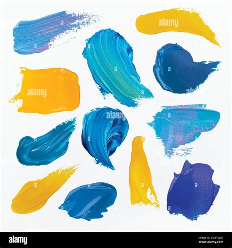 Blue Paint Smudge Textured Vector Brush Stroke Creative Art Graphic Set