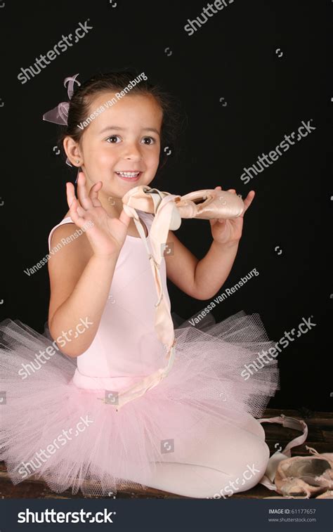 Cute Little Brunette Girl Pink Ballet Stock Photo 61177657 Shutterstock