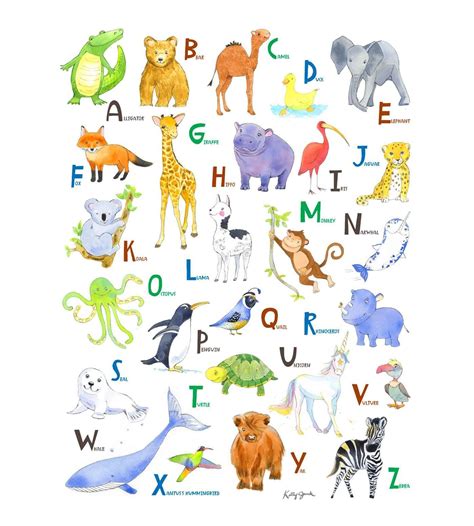 Animal Alphabet Wall Art For Baby And Toddlers Animal Alphabet