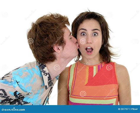 Kiss On The Cheek Stock Image Image Of People Adoration