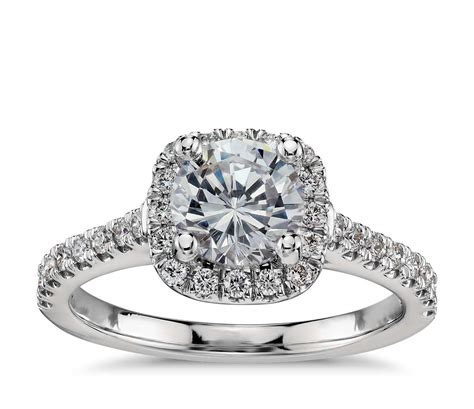 Engagement rings are worn in several islamic countries in south asia and west asia, and men usually wear them on the right and women on the left hand. Cushion Halo Diamond Engagement Ring in Platinum (1/3 ct ...