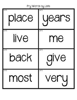 For 4th and 5th grade. Fry Sight Word Flash Cards (By Lists) by Incredible Learners | TpT