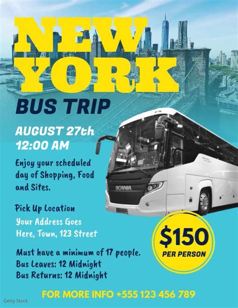 Blue Bus Trip To Ny Flyer Template Postermywall