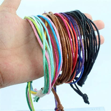 Rainbow Wax Cord String Bracelets Anklets Adjustable Boho Multi Layer
