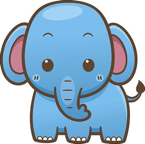 Cute Simple Kawaii Wild Animal Cartoon Icon Elephant