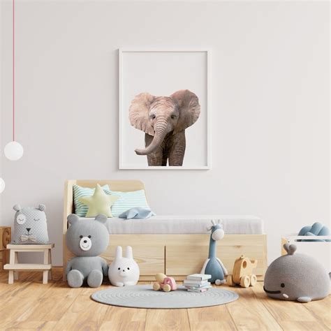 S E Baby Elefant Portrait Poster Baby Elefant Druck Wald Etsy