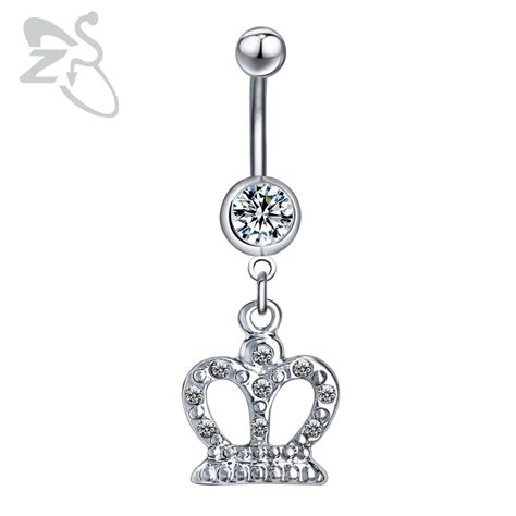 Navel Piercing Belly Button Rings Piercing Jewelry Crown Dangling Cubic