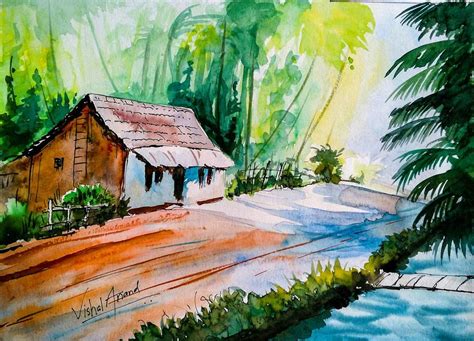 Buy Home Sweet Home Abstract Landscape Watercolor Painting