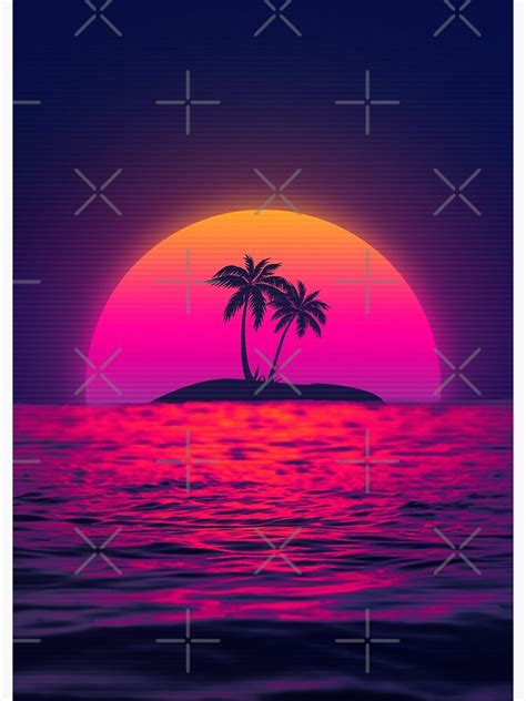 80s Beach Sunset Vaporwave Premium Matte Vertical Poster Sold By Ivan
