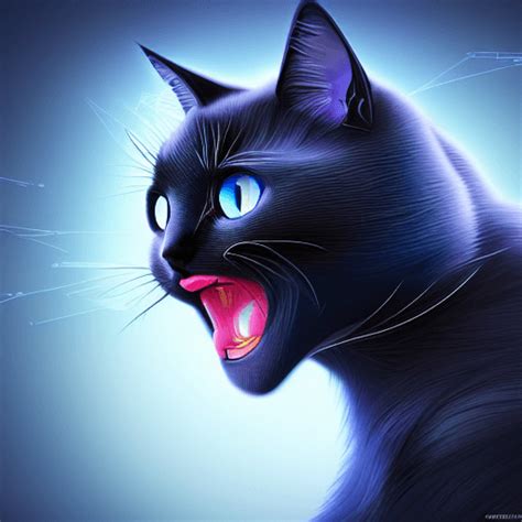 Blue Eyed Vampire Black Cat 4d Concept Art · Creative Fabrica