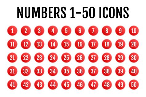 Numbers 1 50 Icons Icons Creative Market