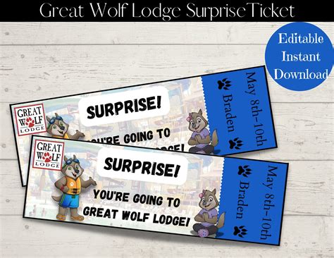 Great Wolf Lodge Ticket Great Wolf Lodge Surprise Ticket Great Wolf