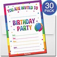 30 Colorful Rainbow Birthday Invitations with Envelopes - Kids Birthda ...