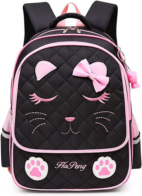 Cat School Backpack For Girls Cute Elementary School Bags