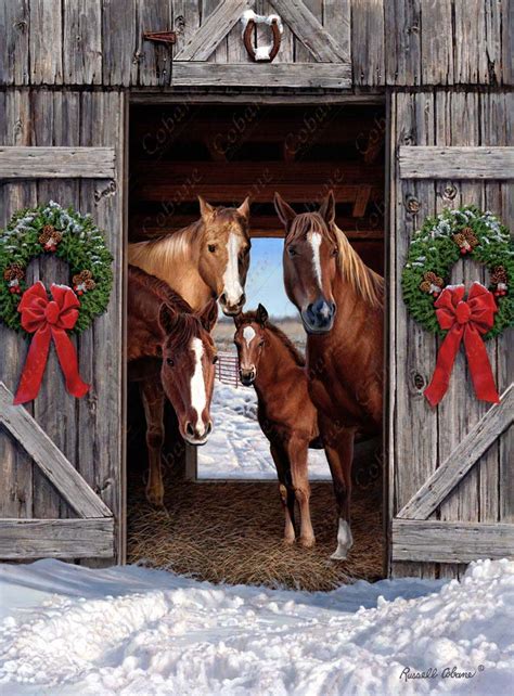 Horse Barn Christmas ~ Cobane Studio Horse Christmas Pictures Barn