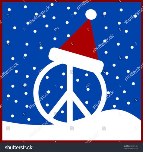 Peace Sign With Santa Hat And Snow Stock Vector Illustration 161072429