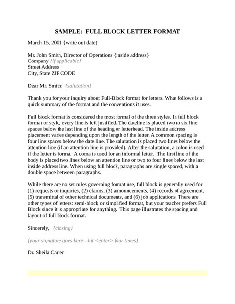 Full Block Style Business Letter Example All In One Photos