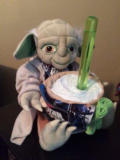 Star Wars Themed Yoda Jedi Baby Diaper Cake Shower Centerpiece Etsy