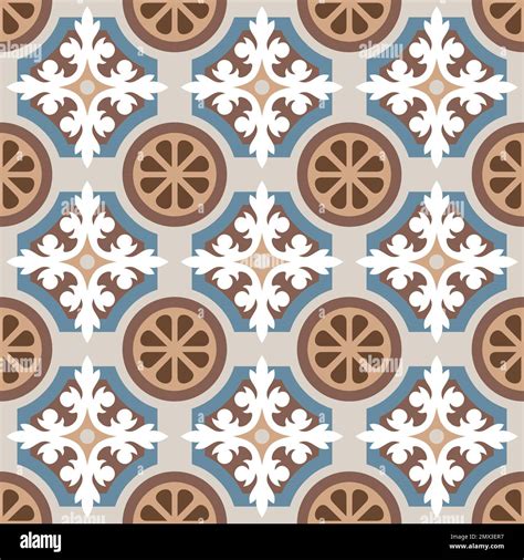Mediterranean Floor Tiles With Floral Pattern Seamless Vector