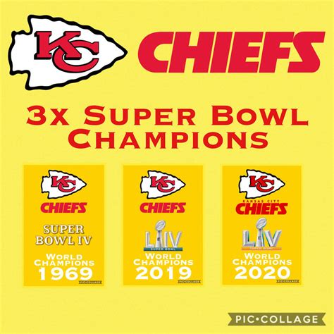 Kansas City Chiefs 3x Super Bowl Champions Banner By