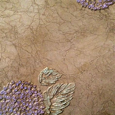 Metallic Glazed Tissue Finish With Raised Textured Hydrangea Stencil