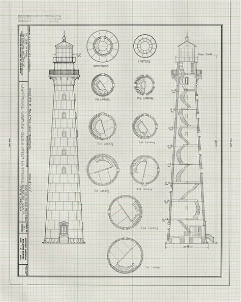 Hunting Island Lighthouse Blueprint South Carolina Etsy