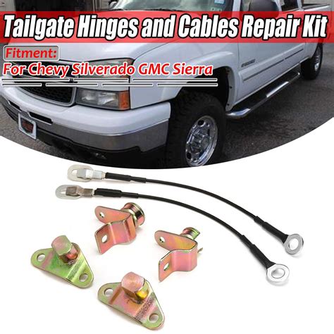 Car Rear Tailgate Hinges And Cables Repair Kit Set For Chevy Silverado
