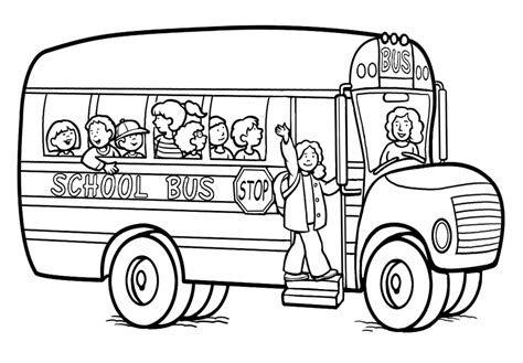 Estudiantes En El Autobús Escolar Para Colorear Imprimir E Dibujar