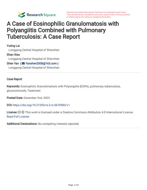 Pdf A Case Of Eosinophilic Granulomatosis With Polyangiitis Combined