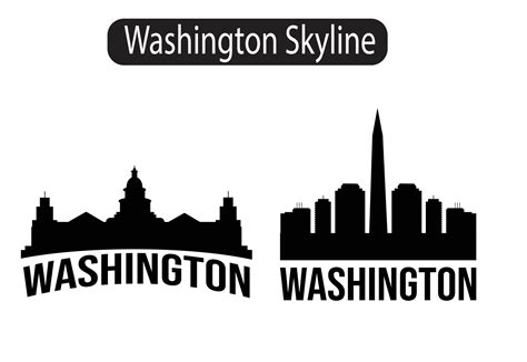 Washington Dc City Skyline Silhouette 7554623 Vector Art At Vecteezy
