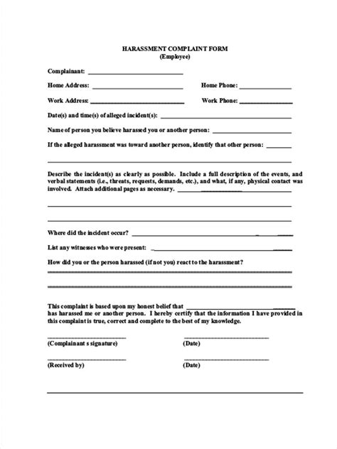 Workplace harassment refers to situations in which an individual or a group of people are being belittled or threatened by their coworkers. FREE 10+ Employee Complaint Forms in PDF | Ms Word