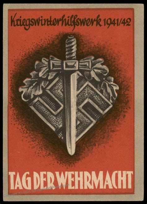 3rd Reich Germany Tag Der Wehrmacht Sword Whw 1941 Propaganda Card