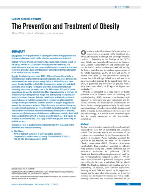 Pdf The Prevention And Treatment Of Obesity