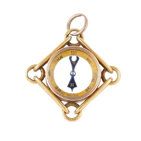 A Late Victorian 18ct Gold Compass Pendant The Glazed