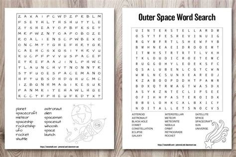 Free Printable Outer Space Word Search Easy And Hard