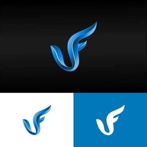 3d Letter Vf Logo Premium Vector