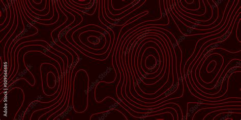 Topographic Map Abstract Background With Lines And Circles Red