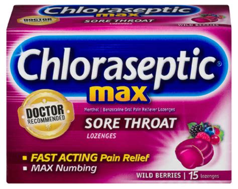 Chloraseptic Max Wild Berries Sore Throat Lozenges 15 Ct