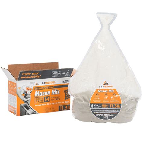 Sakrete® type n mortar mix is a preblended mixture of sand and masonry cement or sand, lime and portland cement. 1-2-3Mortar 11.3 lb. Type M Commercial Grade Mason Mortar ...