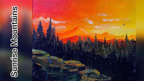 Sunrise Mountains Easy Acrylic Painting Youtube