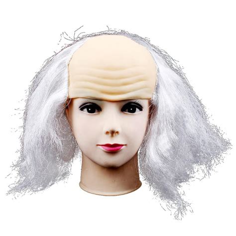 Bald Wig Pranking Funny Bald Cap Wig Head Mask Old Lady Wigs Latex Wigs