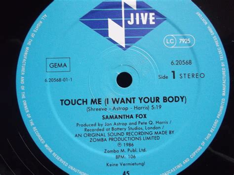 Samantha Fox Touche Me I Want Your Body Germany 50000 En